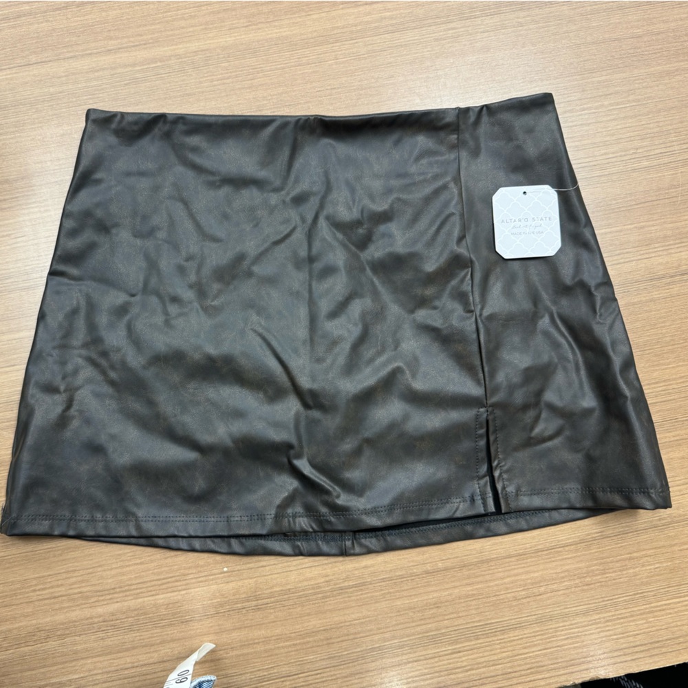 Altar'd State Black‎ and Brown Leather Mini Skirt Sold Out